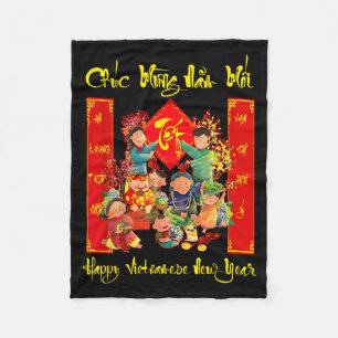 New Happy Vietnamese Chuc Mung Nam Fleece Blanket