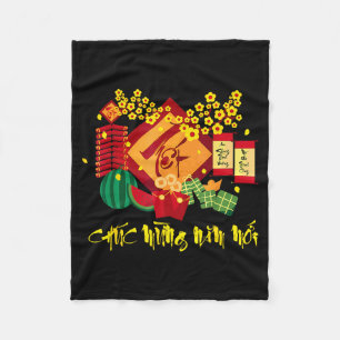 New Happy Vietnamese Lunar Chuc Mung Fleece Blanket