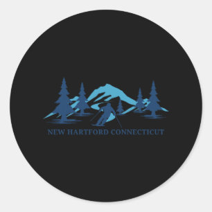 New Hartford Connecticut Ski Resort Skiing Skier  Classic Round Sticker