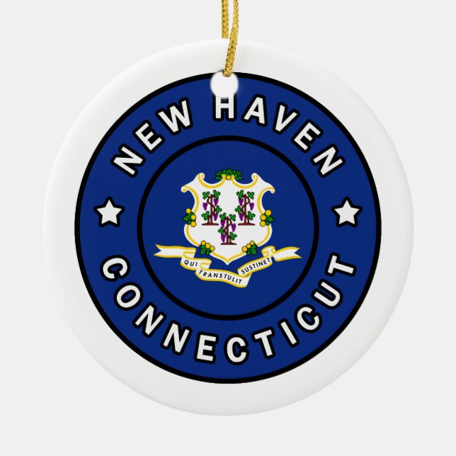 New Haven Connecticut Ceramic Tree Decoration (Front)