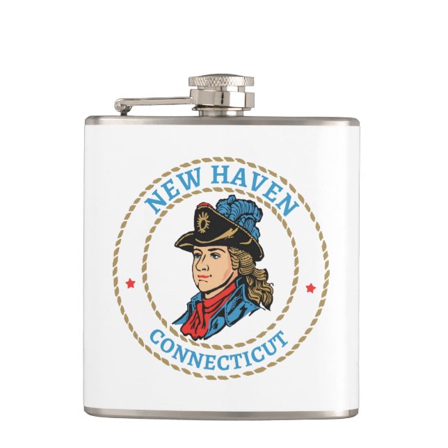 New Haven Connecticut Colonial Hip Flask (Front)