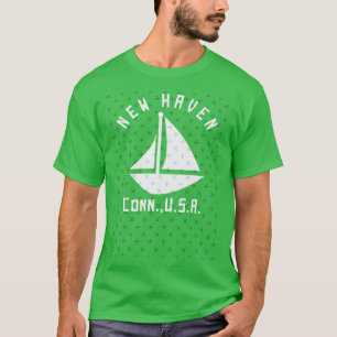 New Haven Connecticut Sailing Boating White Text A T-Shirt