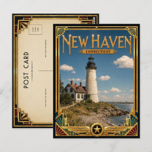 New Haven Connecticut Vintage Art Deco Golden Age Postcard