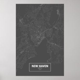 New Haven, Connecticut (white on black) Poster