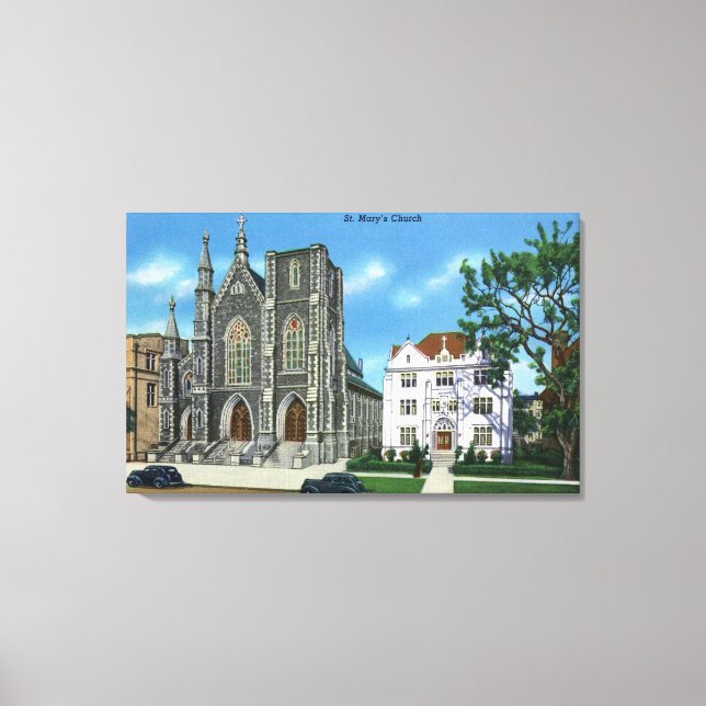 New Haven, CTExterior View of St. Mary's Canvas Print (Front)