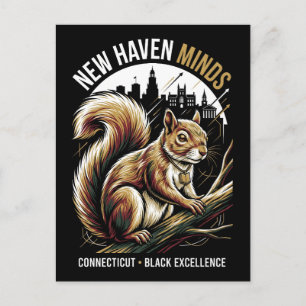New Haven Minds Red Squirrel Black Excellence Art Postcard