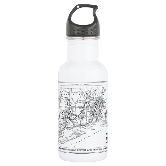 New Haven Railroad 1956 Map 532 Ml Water Bottle (Front)