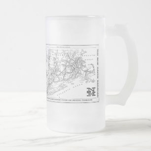 New Haven Railroad 1956 Map Frosted Glass Beer Mug