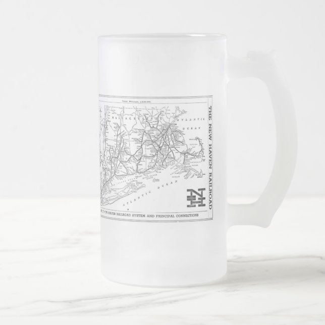 New Haven Railroad 1956 Map Frosted Glass Beer Mug (Right)