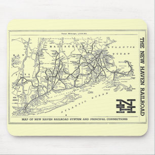 New Haven Railroad 1956 Map Mouse Mat