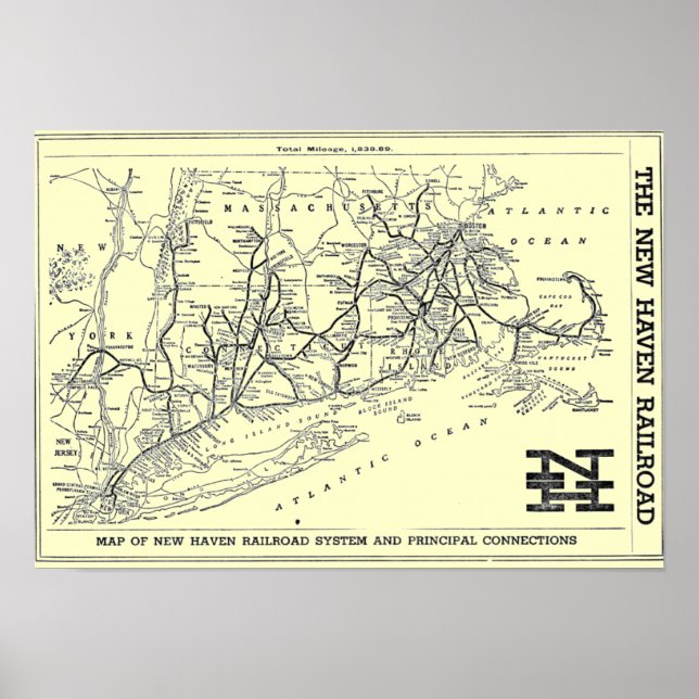 New Haven Railroad 1956 Map Poster (Front)