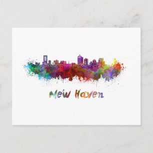 New Haven skyline in watercolor Postcard