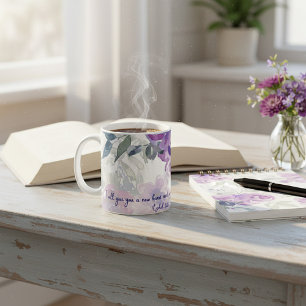 New heart, new spirit. watercolor floral Christian Coffee Mug