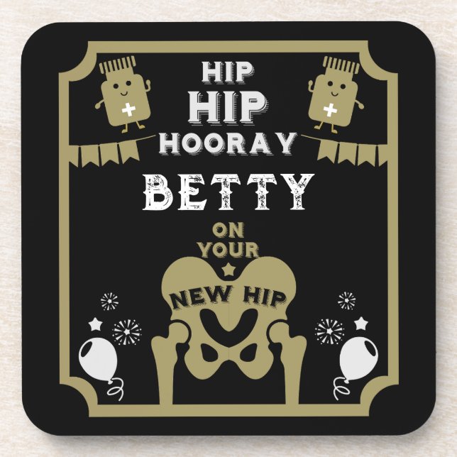 New Hip Replacement Get Well Coaster (Front)