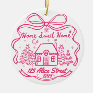 New Home 2026 Home Sweet Home Address Ceramic Tree Decoration