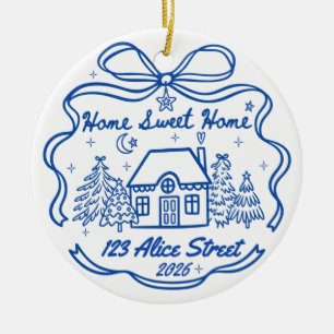 New Home 2026 Home Sweet Home Address Keepsake Ceramic Tree Decoration