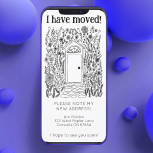 New Home Address Cute Garden Door Tree-Free Card