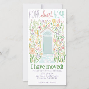 New Home Address Cute Garden Door Tree-Free Card