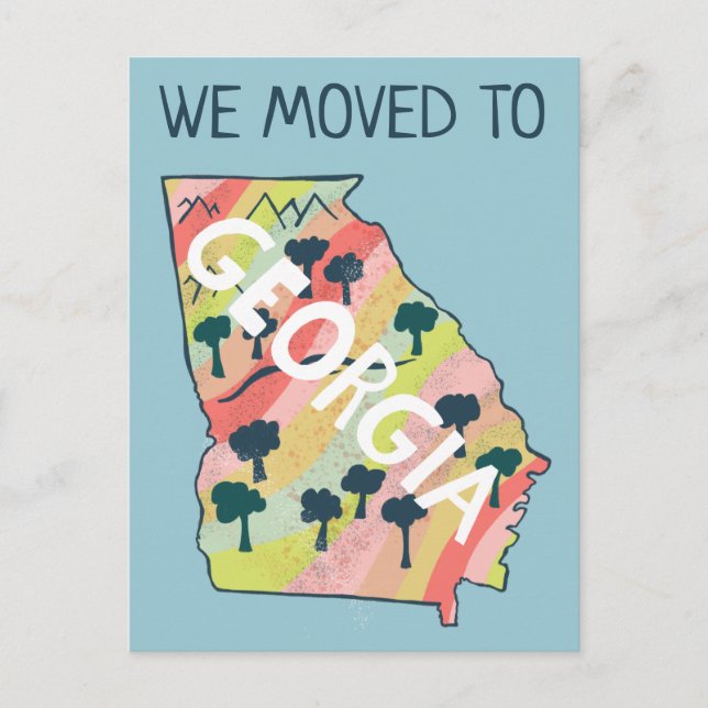 NEW HOME ADDRESS GEORGIA State Illustrated Map Postcard (Front)