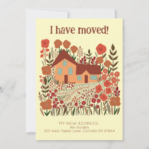 New Home Address I Have Moved Farmhouse Flowers  Card