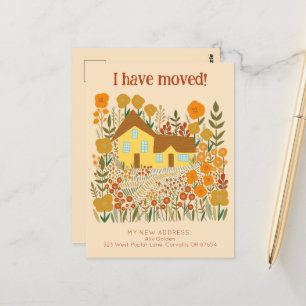 New Home Address I Have Moved Farmhouse Flowers Postcard