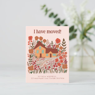 New Home Address I Have Moved Farmhouse Flowers Postcard
