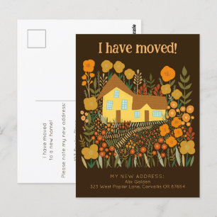 New Home Address I Have Moved Farmhouse Flowers  Postcard
