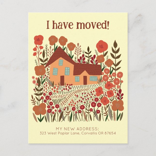 New Home Address I Have Moved Farmhouse Flowers  Postcard (Front)