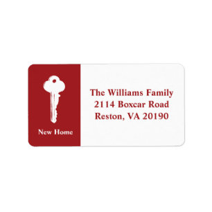 New Home Address Labels - Red