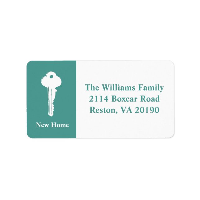 New Home Address Labels - Turquoise (Front)