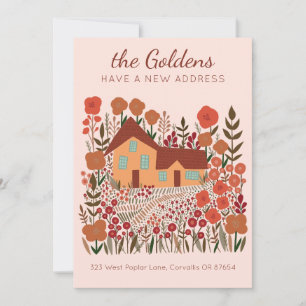 New Home Address Moving Farmhouse Flowers Autumn Card