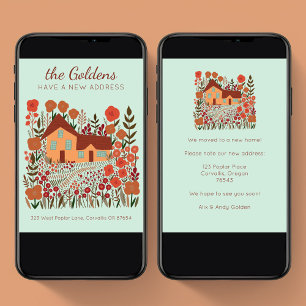 New Home Address Moving Farmhouse Flowers Autumn Card