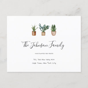 New Home Address New Roots House Warming Plants Postcard