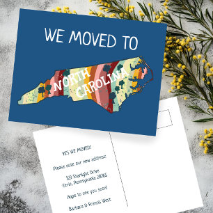 NEW HOME ADDRESS  North Carolina State Map Postcard
