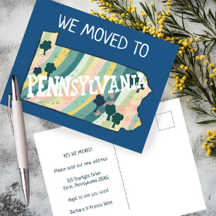 NEW HOME ADDRESS Pennsylvania State Map Postcard