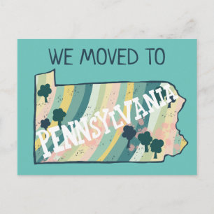 NEW HOME ADDRESS Pennsylvania State Map Postcard