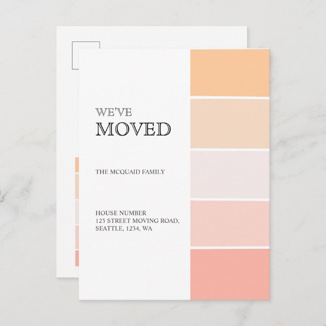 New Home address rose pink peach announcement (Front/Back)