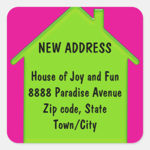 new home address square sticker