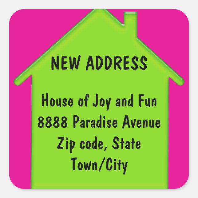 new home address square sticker (Front)