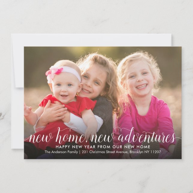 New Home Adventures Photo New Year Holiday Moving Announcement (Front)