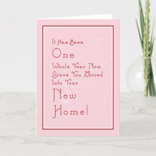 New Home Anniversary First Year in Pink Thank You Card