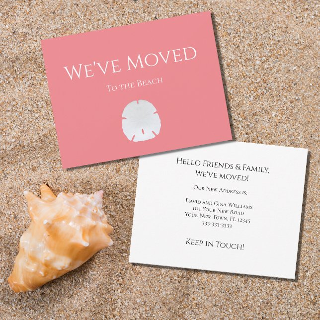 New Home Beach Sand Dollar Pink Change of Address Announcement (Creator Uploaded)