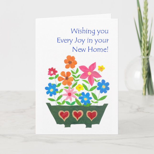 New Home Best Wishes Greeting Card - Flower Power (Front)