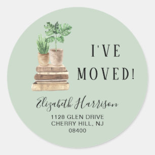 New Home Boho Plants Sage Green Return Address Classic Round Sticker