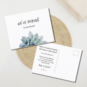 New Home Botanical Succulent We've Moved   Announcement Postcard
