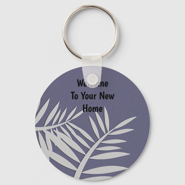 New Home Buyer Leaf Silhouette Realtor Key Ring (Front)