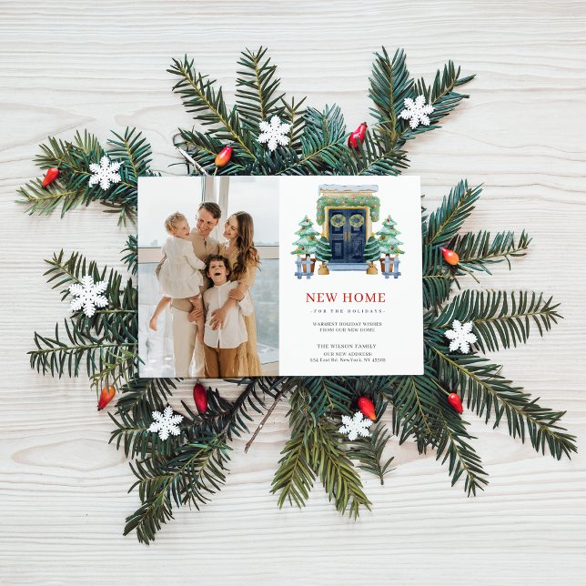 New Home Christmas Door Moving Photo Holiday Card (New Home Christmas Door Moving Photo Holiday Card)