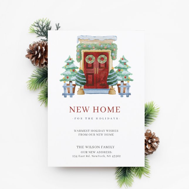 New Home Christmas Door New Address Moving  Holiday Card (New Home Christmas Door New Address Moving Holiday Card)