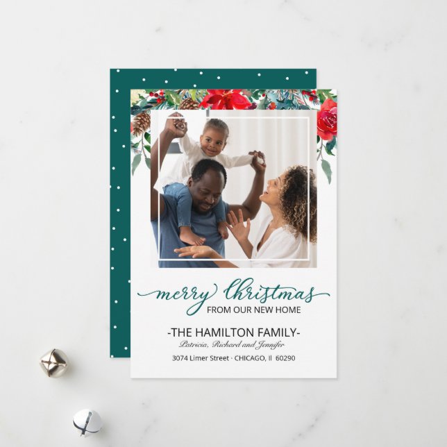 New Home Christmas Moving Announcement Photo (Front/Back In Situ)