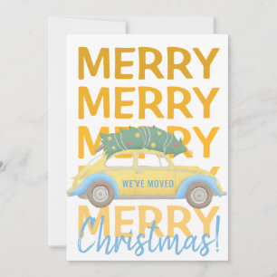 New home Christmas tree car modern holiday moving Announcement